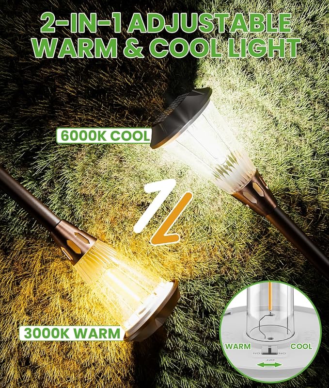 Bright Solar Lights Outdoor 6 Pack, 2-in-1 Cool&Warm Solar Pathway Lights, Pathway Landscape Lighting Waterproof IP65, Auto On/Off Outdoor Light for Yard Walkway Garden Driveway Landscape