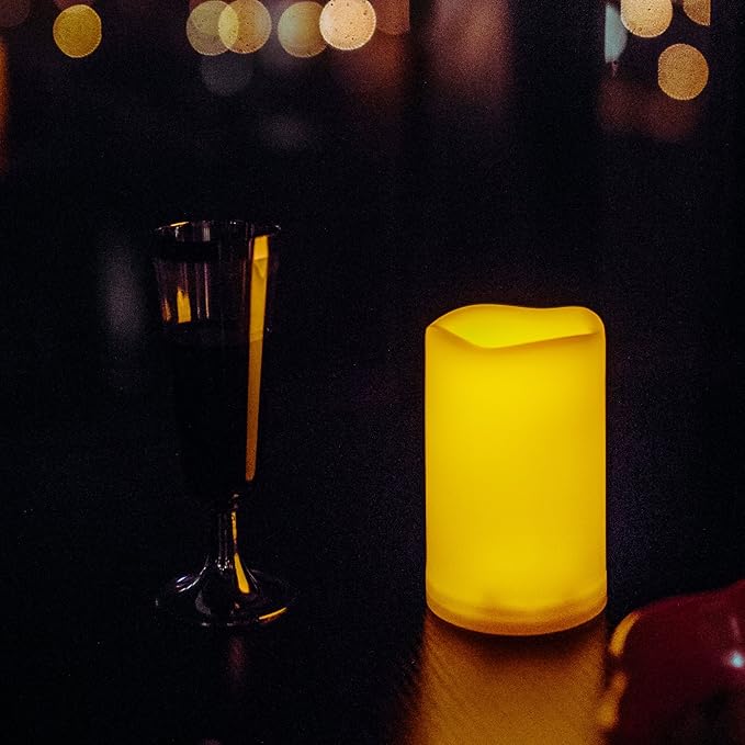 CANDLE CHOICE Waterproof Outdoor Battery Operated Flameless Candles with Remote Timer Plastic Flickering Fake Electric LED Pillars for Lantern Garden Wedding Christmas Decorations 3x5 Inches 2 PCS